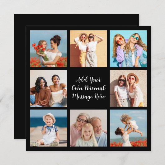 Erstellen Sie Ihre eigene 8-Foto-Collage Hinzufüge Mitteilungskarte (Vorne/Hinten)