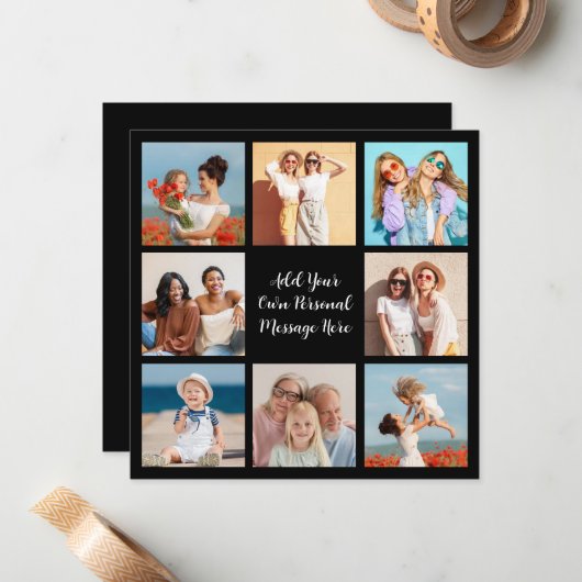 Erstellen Sie Ihre eigene 8-Foto-Collage Hinzufüge Mitteilungskarte (Vorderseite/Rückseite Beispiel)