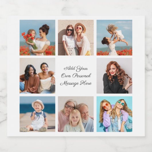 Erstellen Sie Ihre eigene 8-Foto-Collage Hinzufüge Schaumweinetikett (Einzelnes Label)