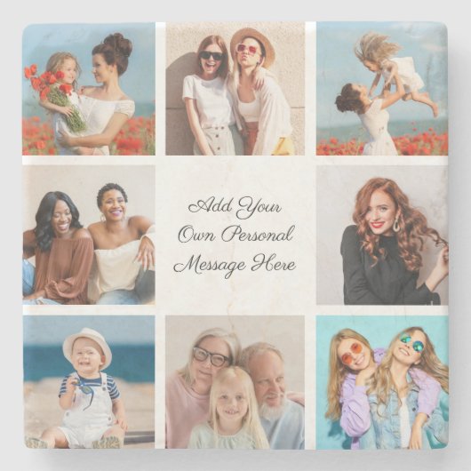 Erstellen Sie Ihre eigene 8-Foto-Collage Hinzufüge Steinuntersetzer (Vorderseite)