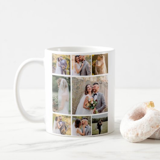 Erstellen Sie Ihre eigene 8-Foto-Hochzeitskollekti Kaffeetasse (Mit Donut)