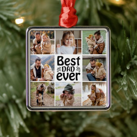 Erstellen Sie Ihre eigene 8-FotoCollage Bester Vat Ornament Aus Metall (Baum)