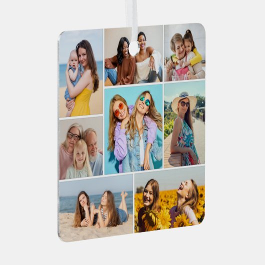 Erstellen Sie Ihre eigene 8 FotoCollage Ornament Aus Metall (Vorderseite Rechts)