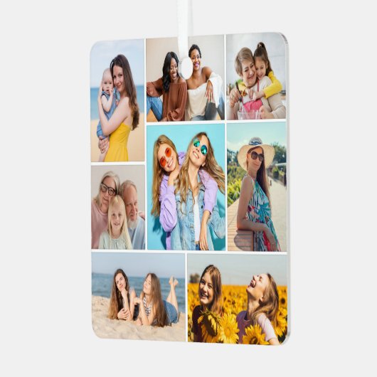 Erstellen Sie Ihre eigene 8 FotoCollage Ornament Aus Metall (Vorderseite links)