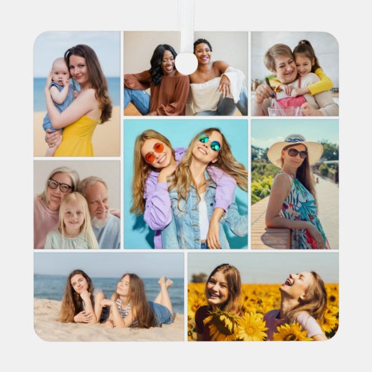 Erstellen Sie Ihre eigene 8 FotoCollage Ornament Aus Metall (Rückseite)
