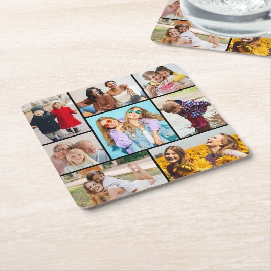 Erstellen Sie Ihre eigene 8 FotoCollage Rechteckiger Pappuntersetzer (angewinkelt)