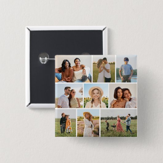 Erstellen Sie Ihre eigene 9-Foto-Collage Button (Vorne & Hinten)