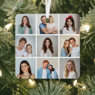 Erstellen Sie Ihre eigene 9-Foto-Collage Ornament Aus Metall