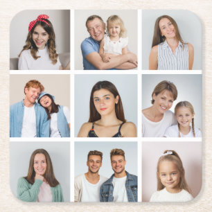 Erstellen Sie Ihre eigene 9-Foto-Collage Rechteckiger Pappuntersetzer