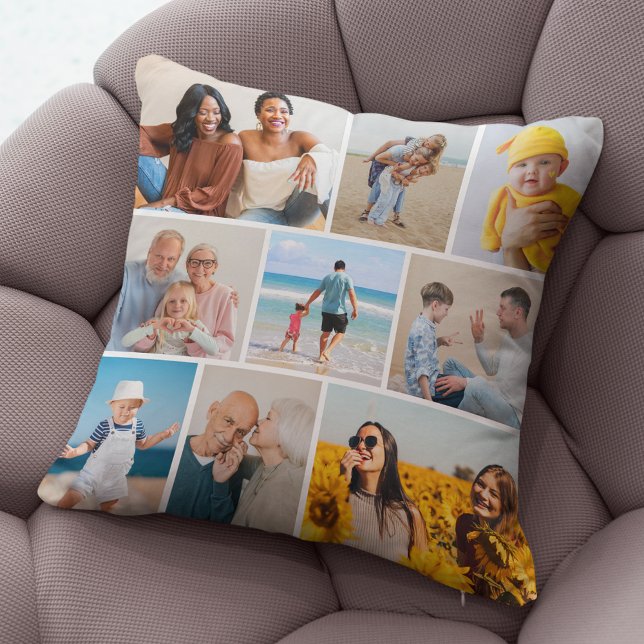 Erstellen Sie Ihre eigene 9 FotoCollage Kissen (9 Photo Collage Throw Pillow)