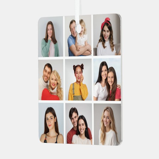 Erstellen Sie Ihre eigene 9 FotoCollage Ornament Aus Metall (Vorderseite links)