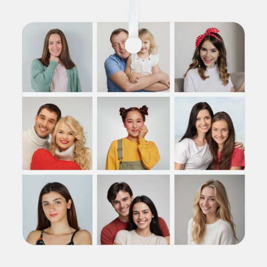 Erstellen Sie Ihre eigene 9 FotoCollage Ornament Aus Metall (Vorderseite)