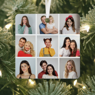 Erstellen Sie Ihre eigene 9 FotoCollage Ornament Aus Metall