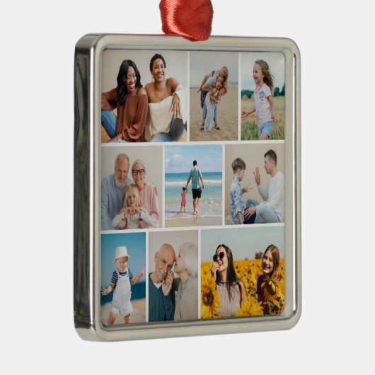 Erstellen Sie Ihre eigene 9 FotoCollage Ornament Aus Metall (Rechts)
