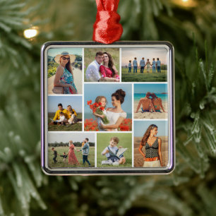 Erstellen Sie Ihre eigene 9 FotoCollage Ornament Aus Metall