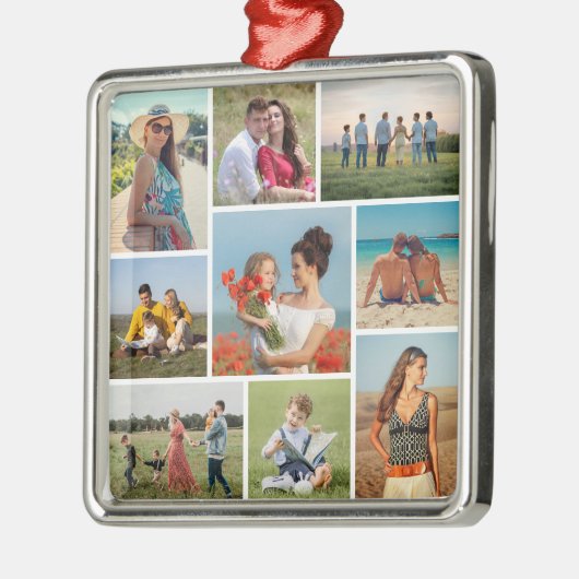 Erstellen Sie Ihre eigene 9 FotoCollage Ornament Aus Metall (Links)