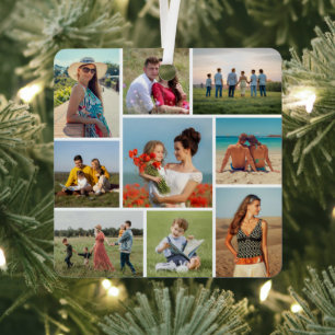 Erstellen Sie Ihre eigene 9 FotoCollage Ornament Aus Metall
