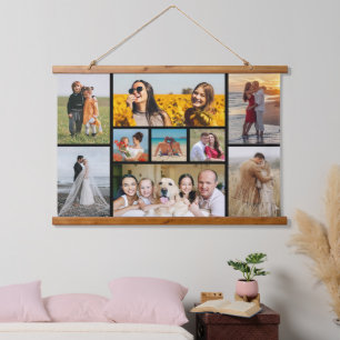 Erstellen Sie Ihre eigene 9 FotoCollage Wandteppich Mit Holzrahmen