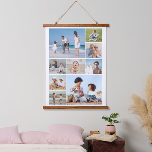 Erstellen Sie Ihre eigene 9 FotoCollage Wandteppich Mit Holzrahmen (Schlafzimmer)