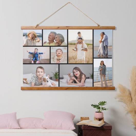 Erstellen Sie Ihre eigene 9 FotoCollage Wandteppich Mit Holzrahmen (Schlafzimmer)