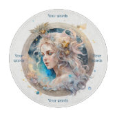 Erstellen Sie Ihre eigene Aquarellwand Virgo Glass Schneidebrett (Vorderseite)