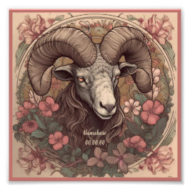 Erstellen Sie Ihre eigene Art Nouveau Aries Zodiac Fotodruck