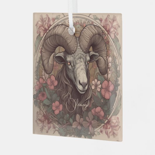 Erstellen Sie Ihre eigene Art Nouveau Aries Zodiac Ornament Aus Glas (Vorderseite links)