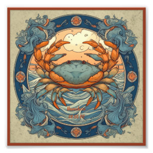 Erstellen Sie Ihre eigene Art Nouveau Cancer Zodia Fotodruck