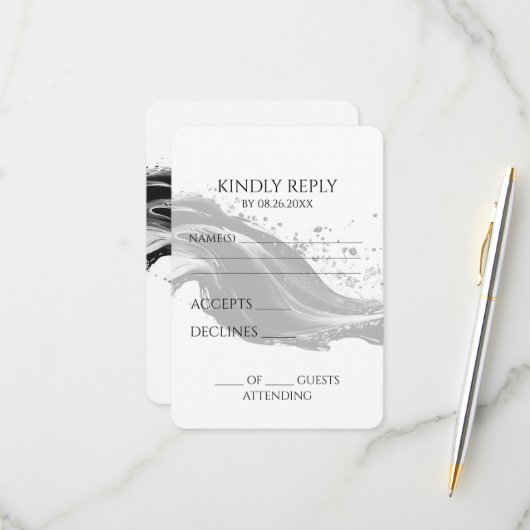 Erstellen Sie Ihre eigene B&W-Tinte RSVP Karte (Vorderseite/Rückseite Beispiel)