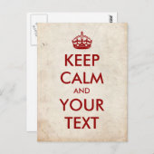 Erstellen Sie Ihre eigene "Behalten Ruhe" (dunkelr Postkarte (Vorne/Hinten)