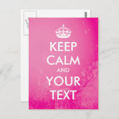 Erstellen Sie Ihre eigene "Behalten Ruhe" (rosa Gr Postkarte (Vorne/Hinten)