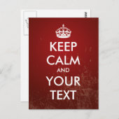 Erstellen Sie Ihre eigene "Behalten Ruhe" (rote Gr Postkarte (Vorne/Hinten)