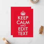 Erstellen Sie Ihre eigene Behalten Ruhe und Bearbe Mitteilungskarte (Vorderseite/Rückseite Beispiel)