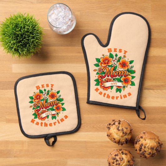 Erstellen Sie Ihre eigene beste Mama je Ofenhandschuh & Topflappen-Set (Oben Unten)