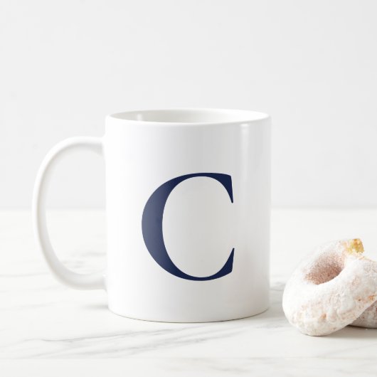 Erstellen Sie Ihre eigene Big Navy Blue Monogram Kaffeetasse (Mit Donut)