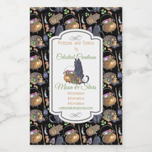 Erstellen Sie Ihre eigene Black Cat Tarot Magie Weinetikett (Einzelnes Label)