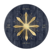 Erstellen Sie Ihre eigene Blue & Gold Blume Mandal Schneidebrett (Vorderseite)