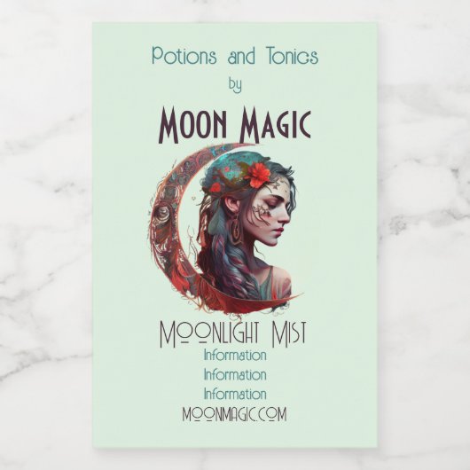 Erstellen Sie Ihre eigene Boho Crescent Moon Godde Weinetikett (Einzelnes Label)