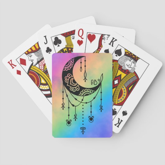 Erstellen Sie Ihre eigene Boho Magic Moon-Silhouet Spielkarten (Rückseite)