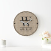 Erstellen Sie Ihre eigene Burlap-Logo-Jubiläumsmon Große Wanduhr (Zuhause)