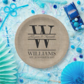 Erstellen Sie Ihre eigene Burlap-Logo-Jubiläumsmon Pappteller (Party)