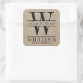 Erstellen Sie Ihre eigene Burlap-Logo-Jubiläumsmon Quadratischer Aufkleber (Tasche)