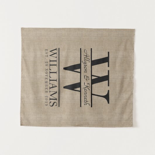 Erstellen Sie Ihre eigene Burlap-Logo-Jubiläumsmon Wandteppich (Vorderseite (Horizontal))