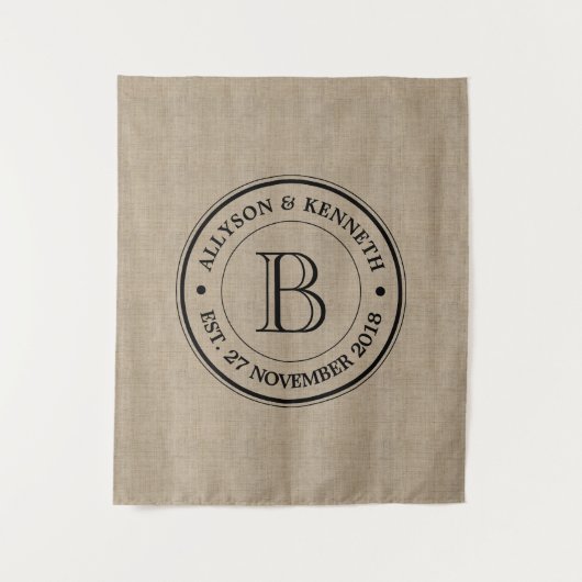 Erstellen Sie Ihre eigene Burlap-Logo-Jubiläumsmon Wandteppich (Vorderseite)