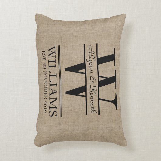 Erstellen Sie Ihre eigene Burlap-Logo-Jubiläumsmon Zierkissen (Vorderseite(Vertikal))