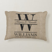 Erstellen Sie Ihre eigene Burlap-Logo-Jubiläumsmon Zierkissen (Rückseite)