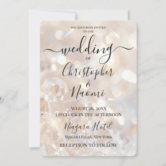 Erstellen Sie Ihre eigene Champagner-Crystal-Hochz Einladung (Vorderseite)