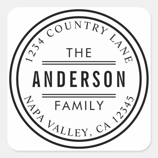 Erstellen Sie Ihre eigene Circle-Rücksendeadresse Quadratischer Aufkleber (Vorderseite)