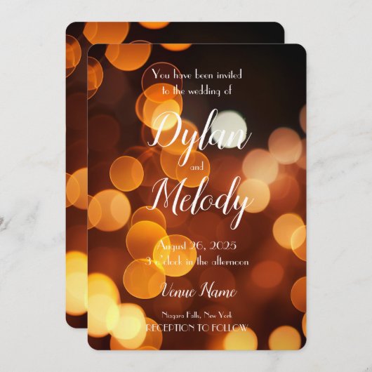 Erstellen Sie Ihre eigene Custom Fall Gold Bokeh H Einladung (Vorne/Hinten)