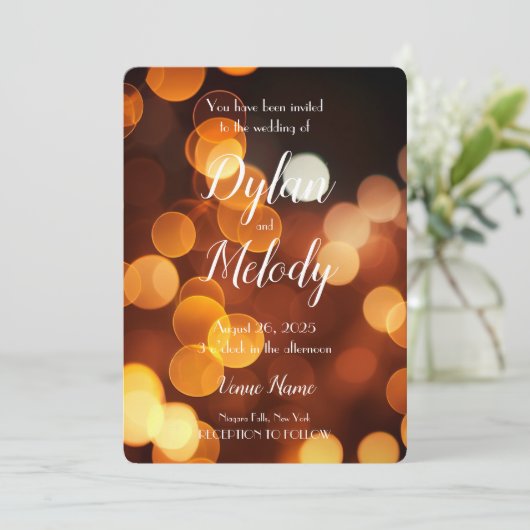 Erstellen Sie Ihre eigene Custom Fall Gold Bokeh H Einladung (Stehend Vorderseite)